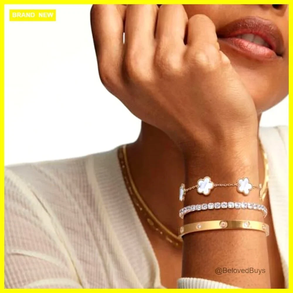 Stackable Gold Plated Bracelets Set - 3Pcs Stainless Steel Bangle